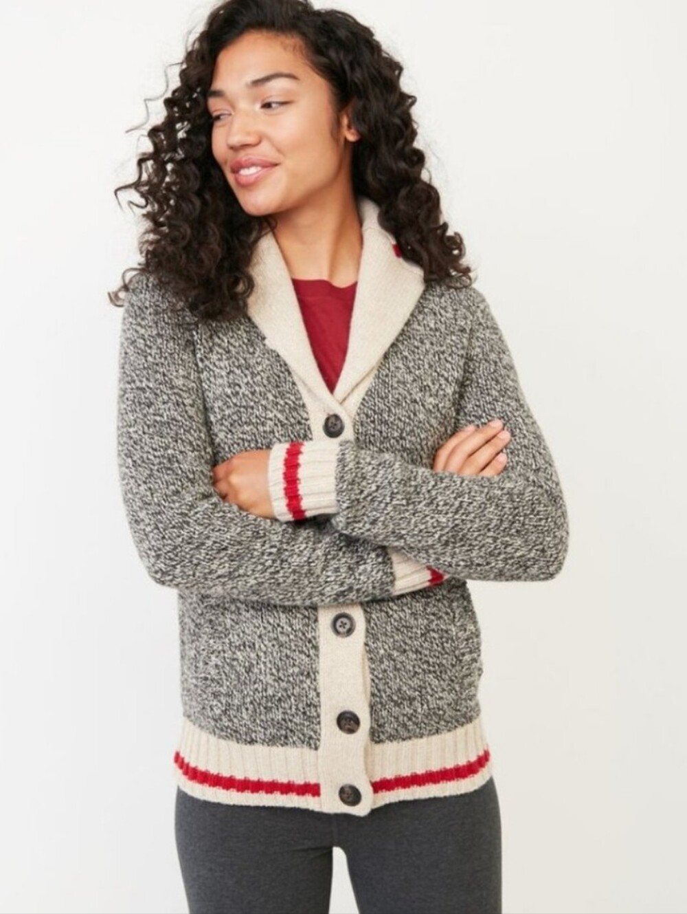 ROOTS | Heritage Cabin Shawl Cardigan Wool Sz M